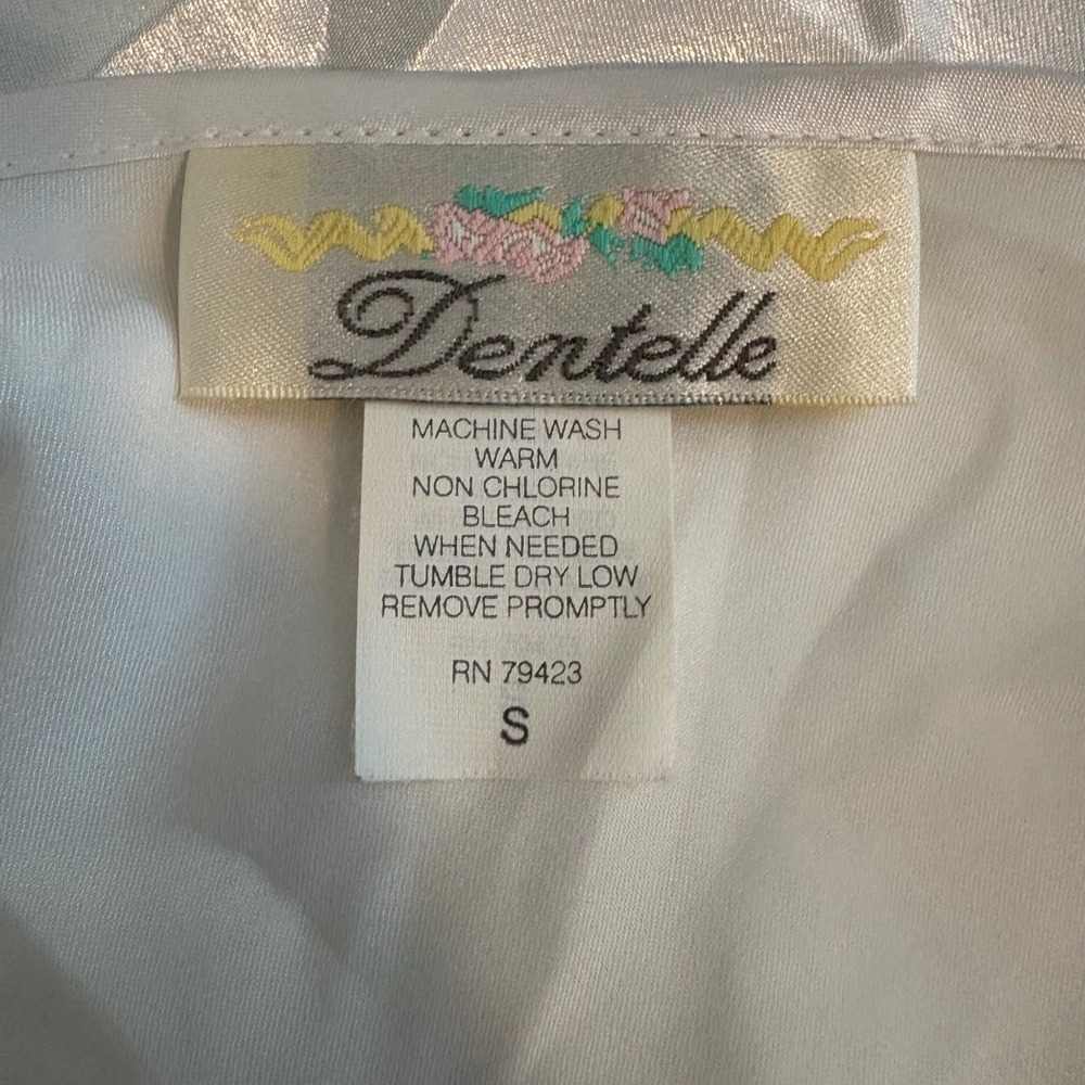 Vintage Dentelle White Satin Lace Slip Dress Nightgown Coquette Fairycore Size S - Picture 5 of 6
